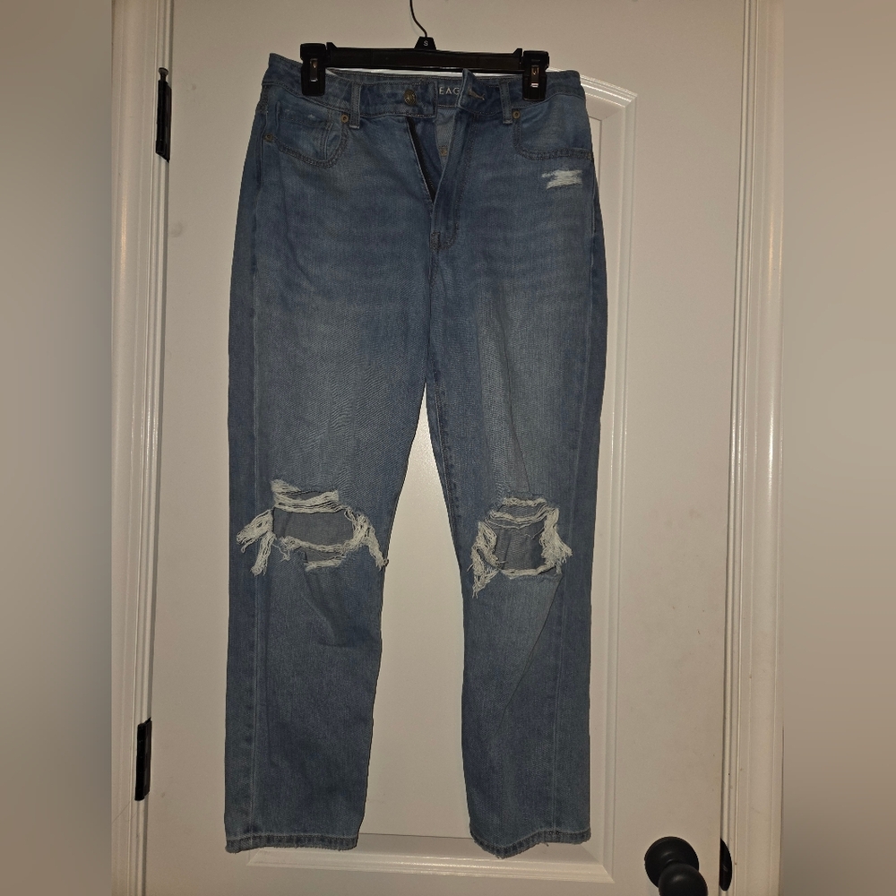 American Eagle Outfitters Women's Distressed Blue Boyfriend Jeans
